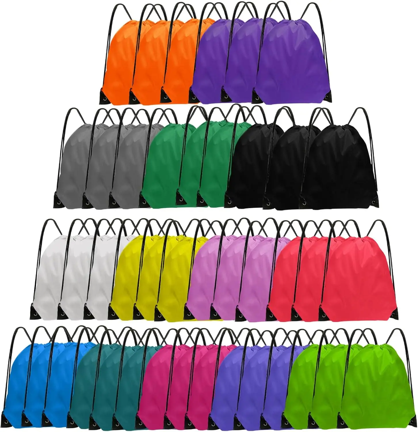 

Bulk 42 Pcs Drawstring Backpack for Gym, Men & Women in 14 Colors - Lightweight Cinch Bag