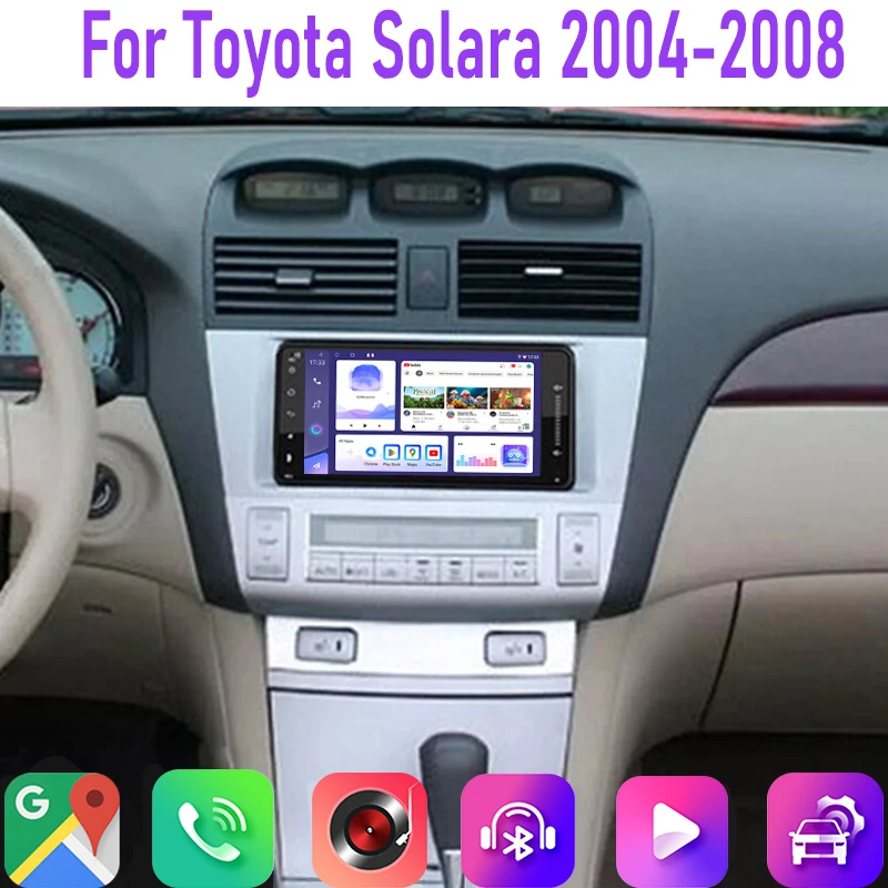 

7" 4+64GB For Toyota Solara 2004-2008 Car Radio BT Wireless Carplay Android 15 Auto FM GPS Reversing Image Google Map
