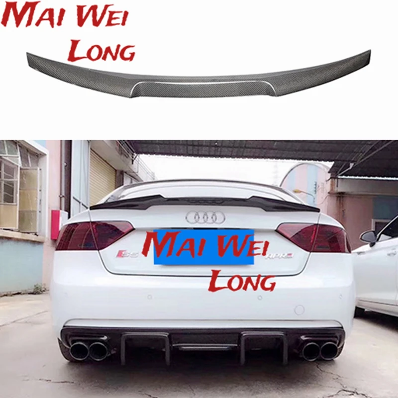 Real Carbon Fiber Rear Wing Trunk Lip Spoiler For AUDI A5 S5 RS5 B8 2008-2016 Sportback Coupe 2-DR/4-DR Auto Accessories