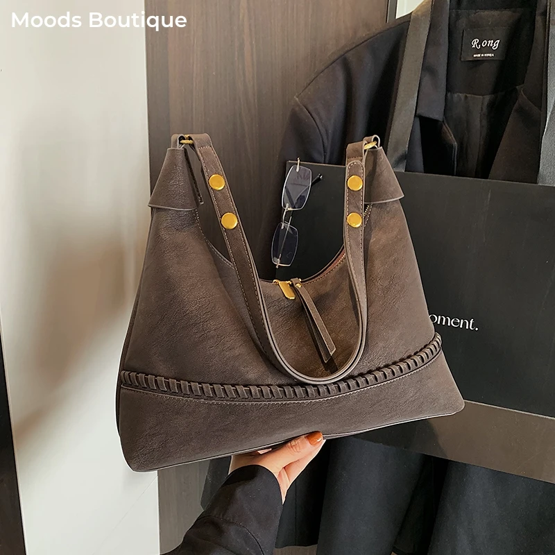 

MOODS Stylish Brown Underarm Shoulder Hobo Bags For Women PU Leather Casual Street Commute Crossbody Bag For Work And Travelling
