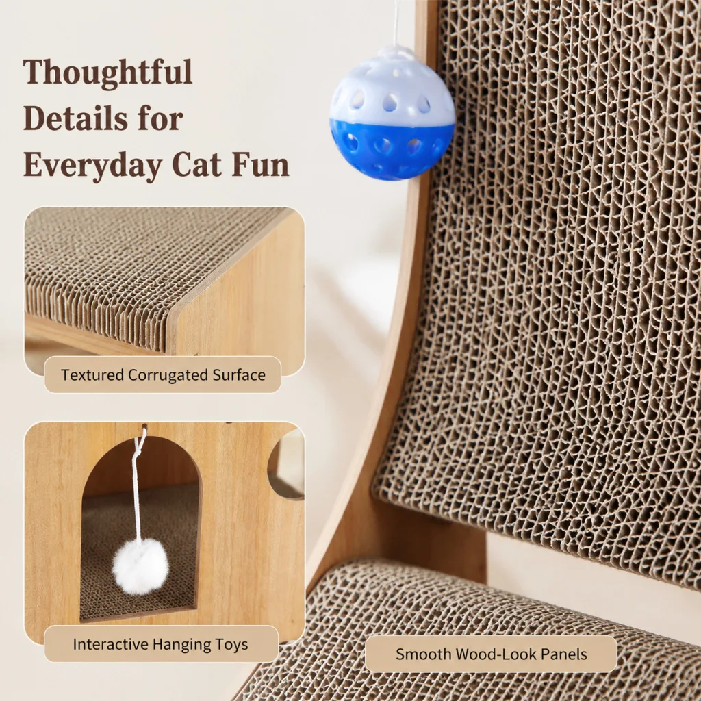 L Vertical Scratching Board Claw Grinding Self Entertainment Toy With Teasing Cat Ball