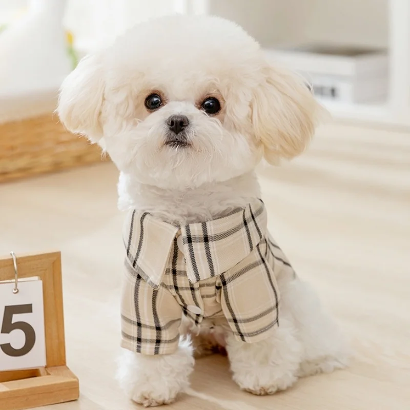 Fashion Plaid Dog Shirt Breathable Dog Clothes Cute Puppy Coat Summer Cat Shirt Pet Product Chihuahua Costume Pet Dog Clothing