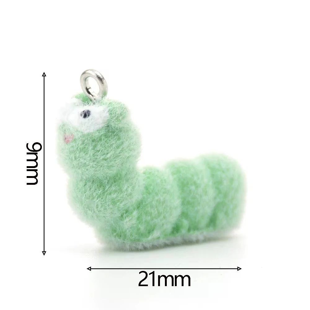 20PCS 3D Resin Flocking Animals Charms Cute Plush Dolls Pendant for Necklace Keychain Making DIY Jewelry Accessories Wholesale