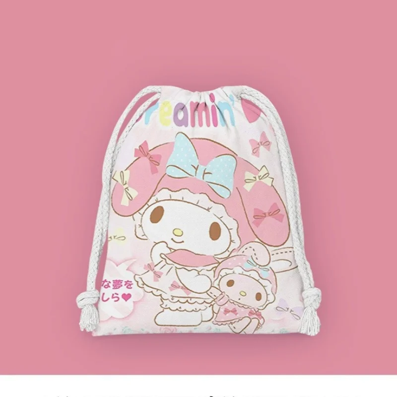 Bundle Mouth Canvas Bag Cartoon Drawstring Fabric Bag Kuromi Storage Bag Makeup Bag Portable Toiletries Bag