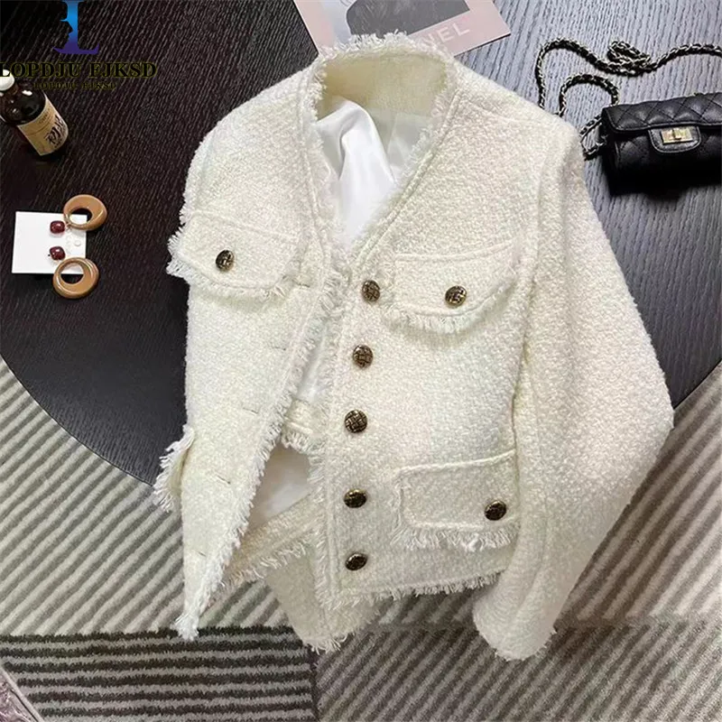 

Women's Single Breasted Jacket,O-Neck Coat, Casual ,Loose Outerwear, Female Clothing ,Autumn, Winter, New,2024, Fashion