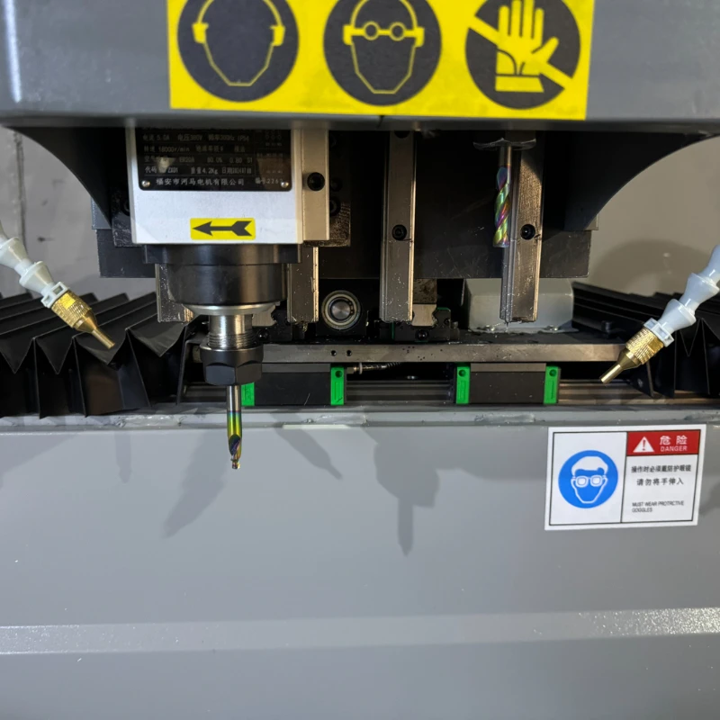 Precision CNC drilling and milling machine with three-axis servo control, high-speed 24K RPM spindle and 0-90° flip table