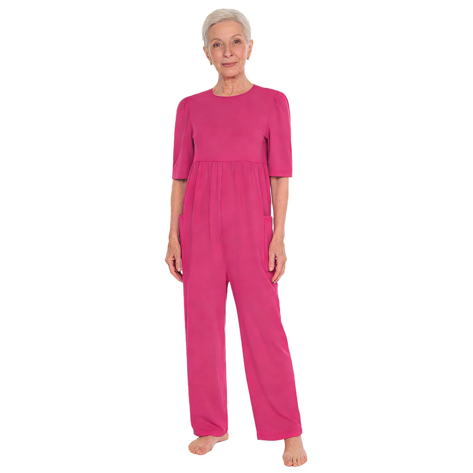 

Женский комбинезон для пожилых людей с болезнью Альцгеймера, адаптивный, с защитой от расстегивания, для людей с деменцией, специальная одежда, с коротким рукавом, на молнии сзади, на каждый день