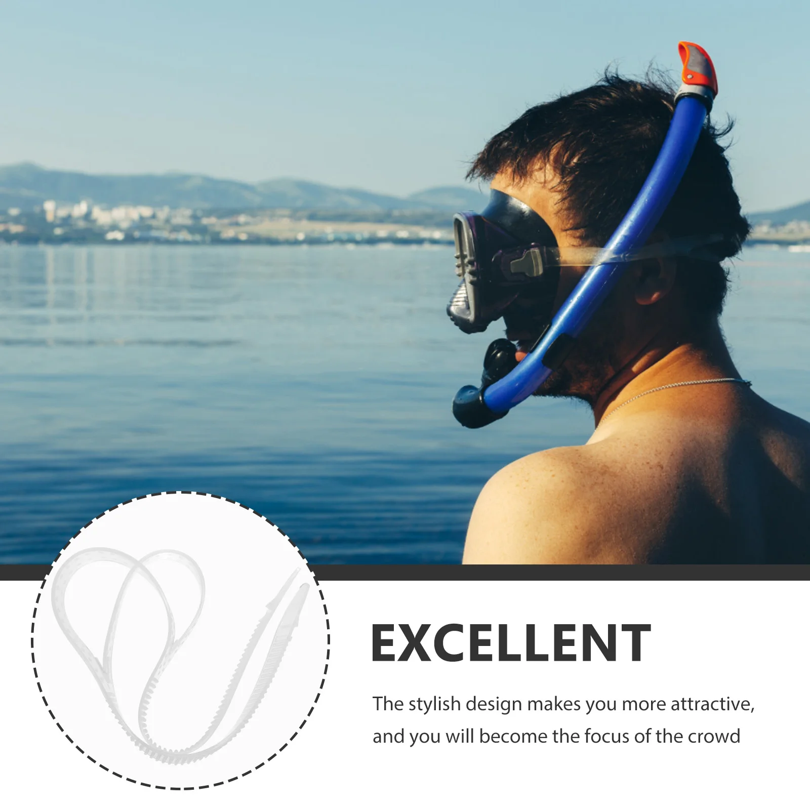 Para nadar, deportes de buceo, cuerda elástica, banda de repuesto, diadema antideslizante Flexible duradera, natación en piscina