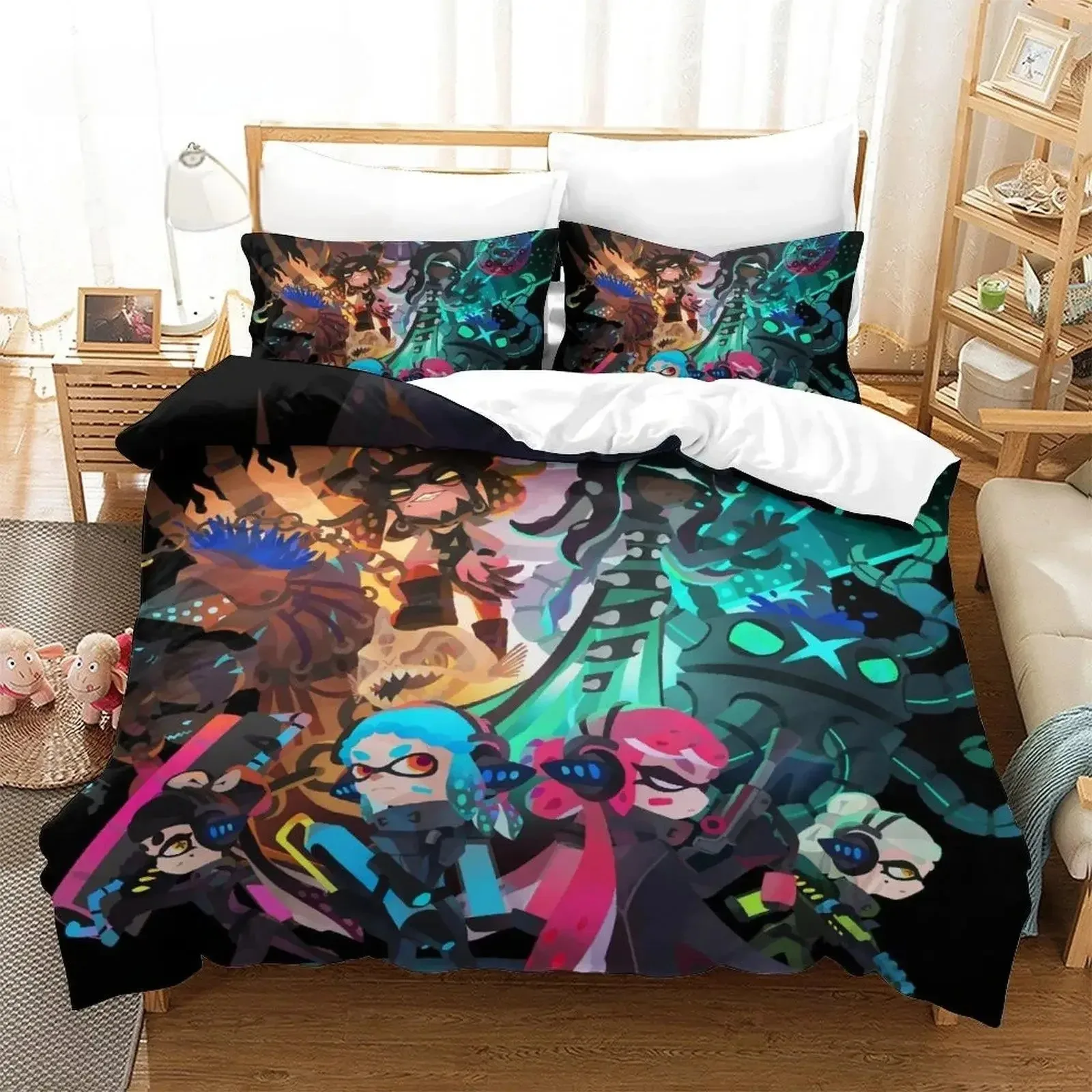 Splatoon 3 Bedding Set Single Twin Full Queen King Size Bed Set Adult Kid Bedroom Duvet cover Sets 3D Print Anime bed sheet set