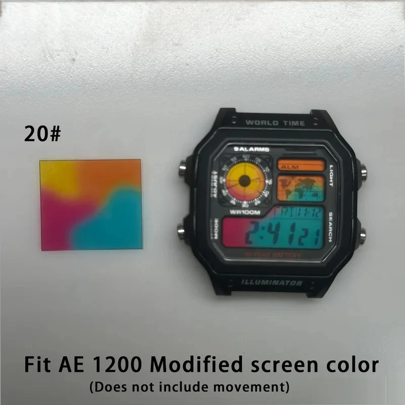 2PCS AE-1200 For Casio Small Square AE1200 AE1300 1400 Dial Modification Kit 3299 Movement Color Stickers DIY Screen accessories