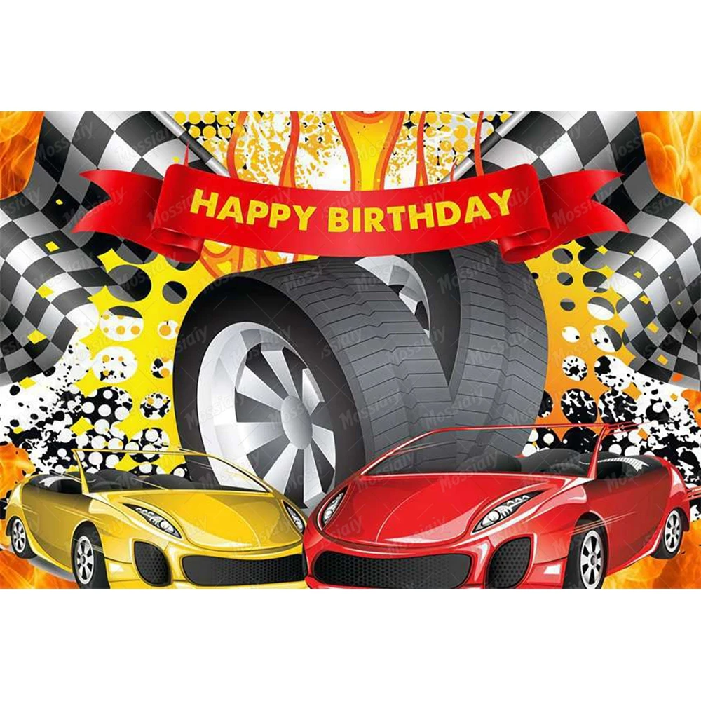 Animation Car Racing Themed Baby 1st Birthday Photography Backgrounds Party Decor Photo Photographic Backdrop Kids Studio Shoots view 5