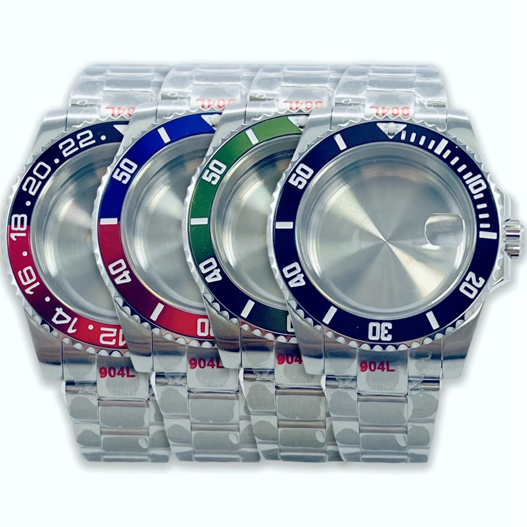 

40mm Silver Watch Case Sapphire Crysta Aluminium Bezel Fit NH34 NH35 NH36 NH38 NH39 NH70 NH72 ETA2824 PT5000 Movement