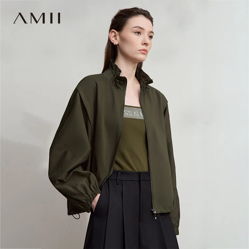

AMII Women's Jackets 2025 Autumn New In Coats And Jackets Office Cotton Loose Pleated Batwing Sleeve Long Sleeve Top 12543035