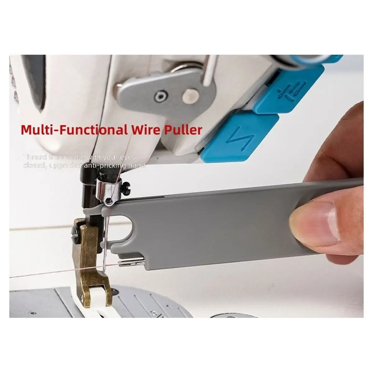 Multifunctional Needle Threader with Built-in Ruler, Convenient Storage Sewing Machine Accessories