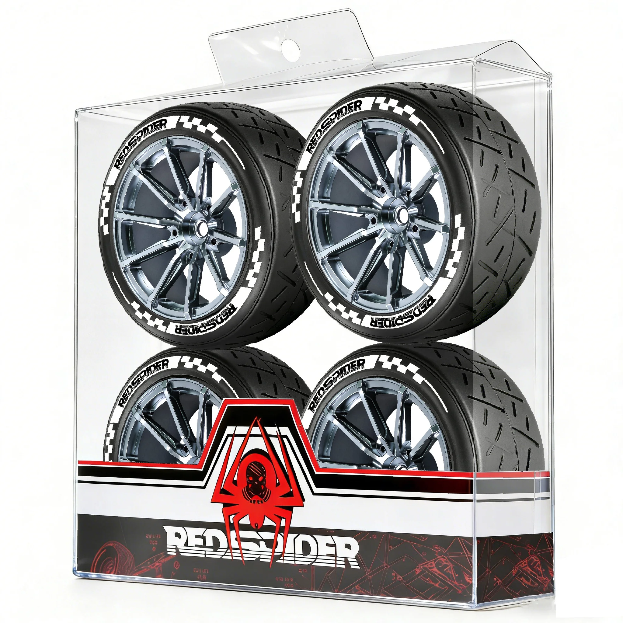 RED SPIDER 4Pcs 66mm Rubber Tire Tyre Wheel For 1/14 MJX HYPER GO 14211 Arrma 1/16 MOJAVE GROM 1/16 JJRC  RC Car Upgrade Parts