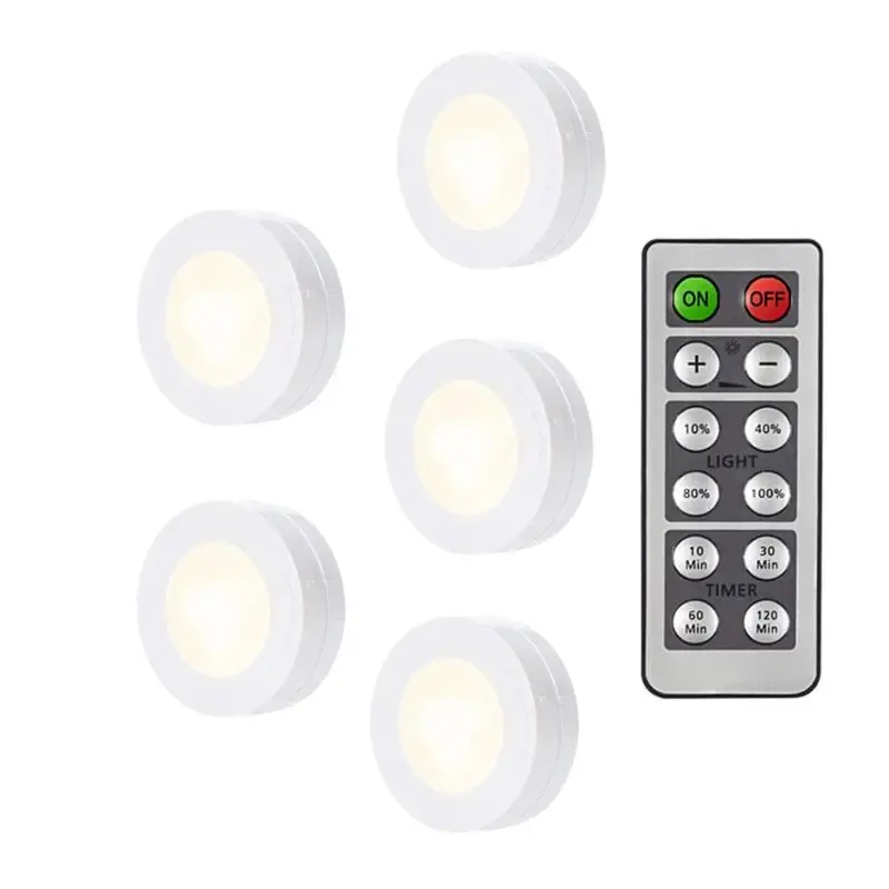 LED Puck Light Wireless Under Cabinet Lights with Remote Control Dimmable Battery Powered Night Lamp for Kitchen Closet Wardrobe - Image 9