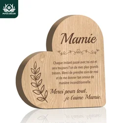 Putuo Decor 1pc Italian Heart Shaped Wooden Sign Table Decor, Mamie, Decoration for Home Living Room Office, A gift for Grandma
