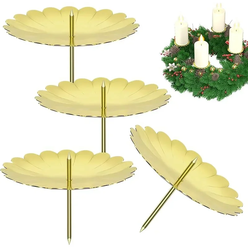 4pcs Christmas Candlestick Metal Candle Holder Stake Spike Taper Pillar Candle Cup Wedding Festival Party Table Decoration