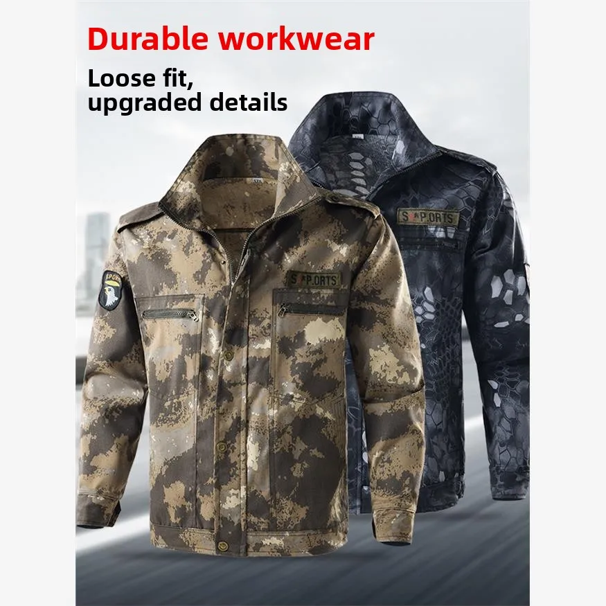 Men's Camouflage Jacket Loose Long Sleeve Workwear Spring Autumn Construction Site Maintenance Labor Protection Clothing