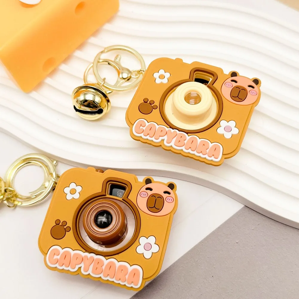 with Flashlight Capybara Projection Camera Keychain Simulation Luminous Projection Capybara Mini Camera Keyring Cute Creative