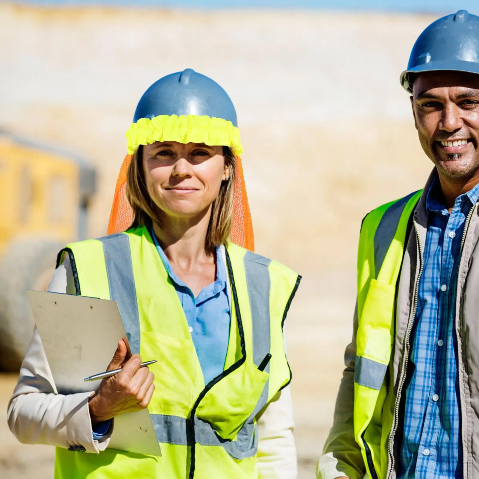 Reflective Hard Hat Shade Cover Sun Visor Brim Mesh Breathable Polyester Construction Hat Neck Accessories