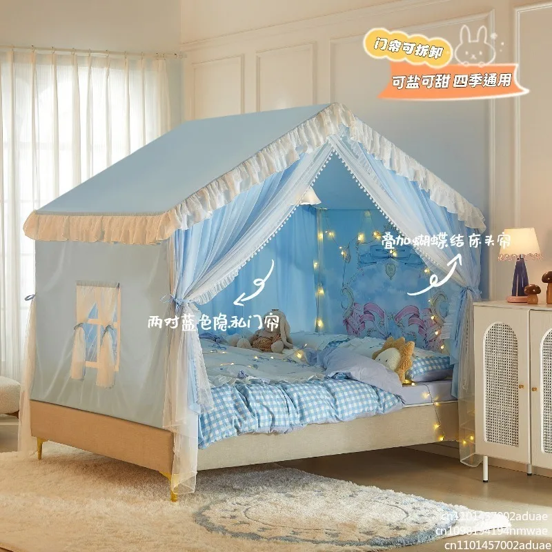 2026 new children's princess wind mosquito net mantle yarn separate girls bedroom transformation blackout bed curtain integrated