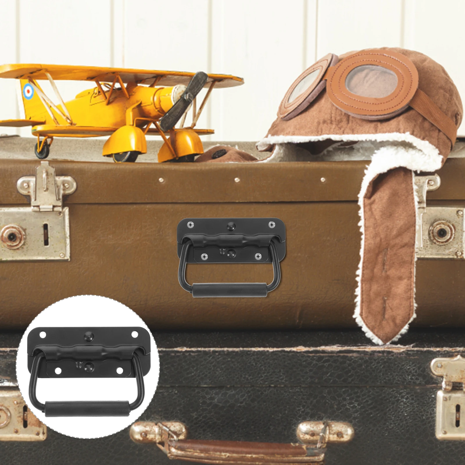 

4Pcs Spring Loaded Door Handle Stainless Steel Surface Mounted Case Handle Toolbox Chest Replacement Boat Heavy Duty