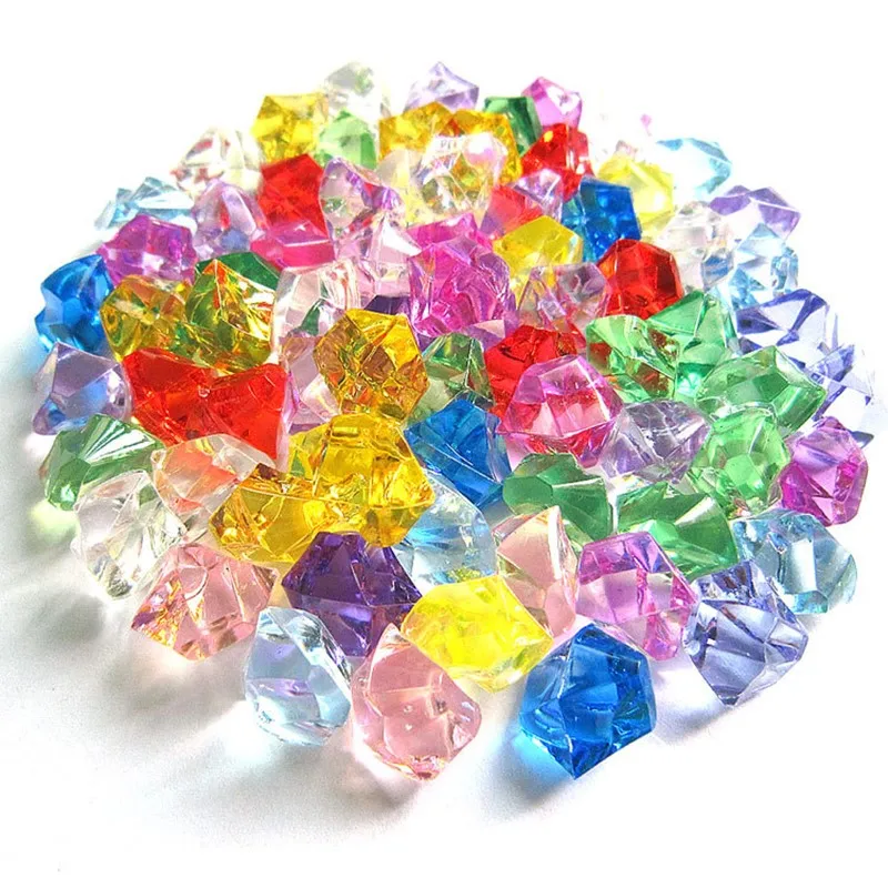 100Pcs Acrylic Stones Crystal Ice Cubes Decor Vase Filler Pebble Aquarium Fish Tank Accessories DIYJewelry Decoration 6*9mm