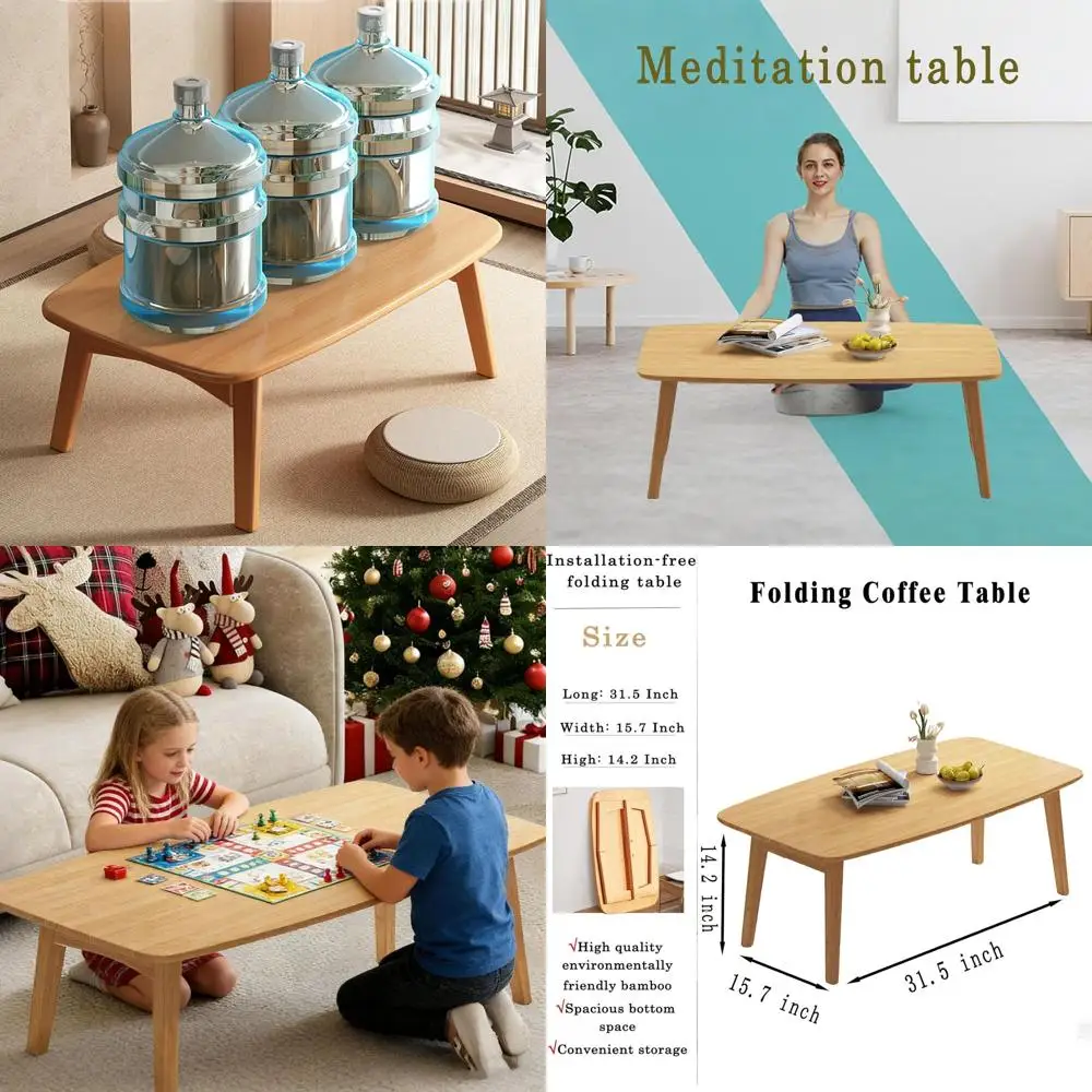 

Портативный бамбуковый напольный столик в японском стиле для чая, медитации, обедов — легко хранить, не требует сборки