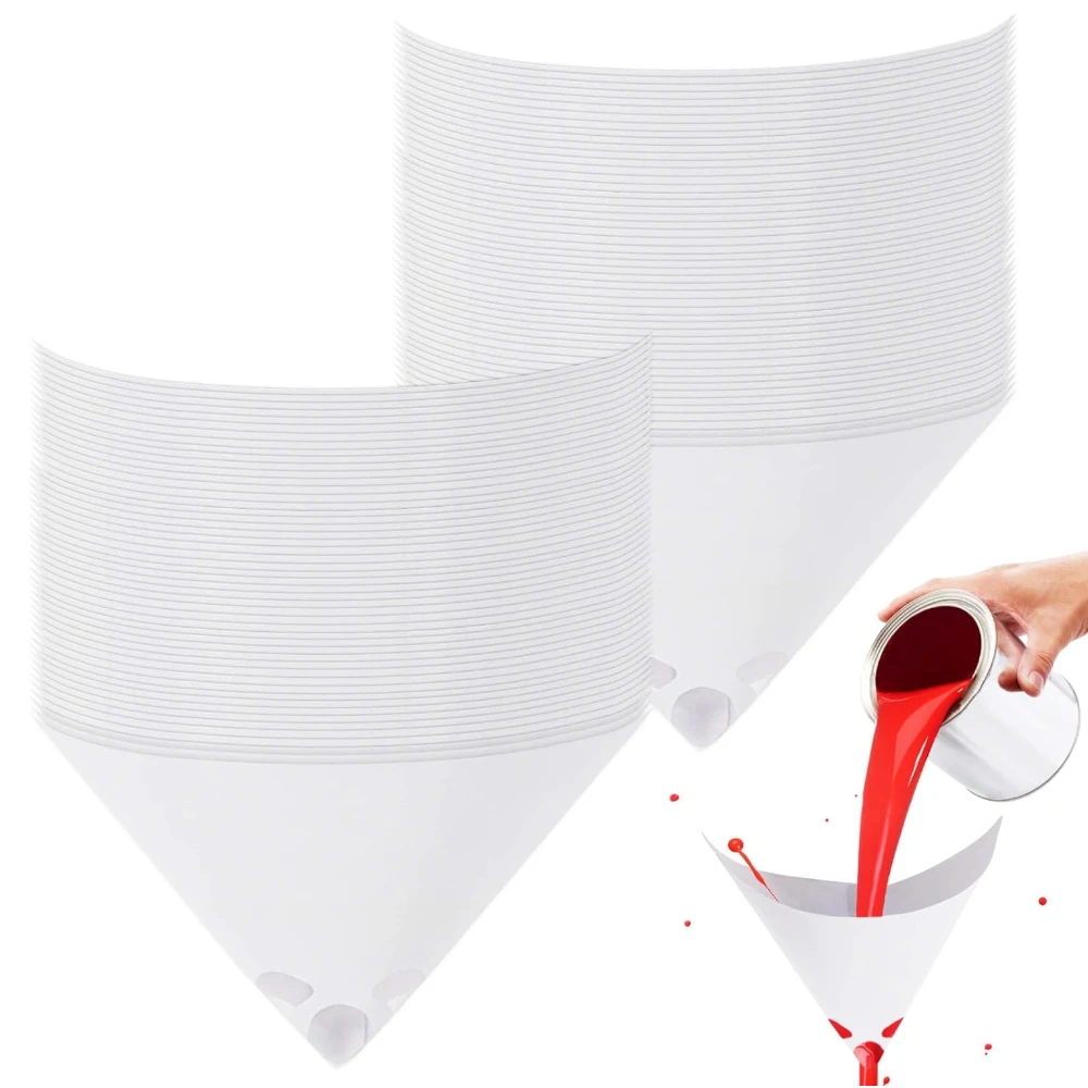 100PCS Paint Strainers Paper Cone Paint Mixing Cup Strainer Fine Mesh Filters Funnel Filter Disposable Spray Gun Sprayer