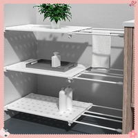 Adjustable & Retractable Wardrobe Layering Partition - Stackable Shelves Wall Mounted Ideal for Wardrobe & Cabinet Storage