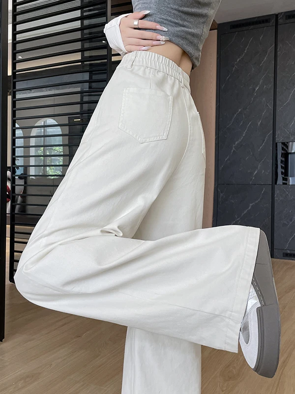

High Waist Straight Leg Jeans Women's Premium Fashion Summer Design Slimming Denim Pants High End Feel Commute Style Pure Color