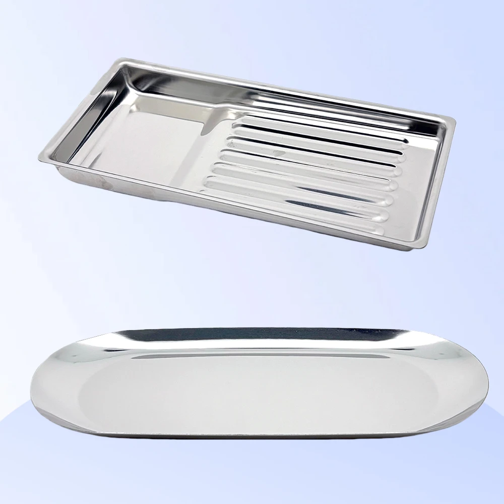 

Dental Stainless Steel Medical Tray Rectangular Disinfection Plate Metal Placement Box Dentistry Lab Instrument Tray