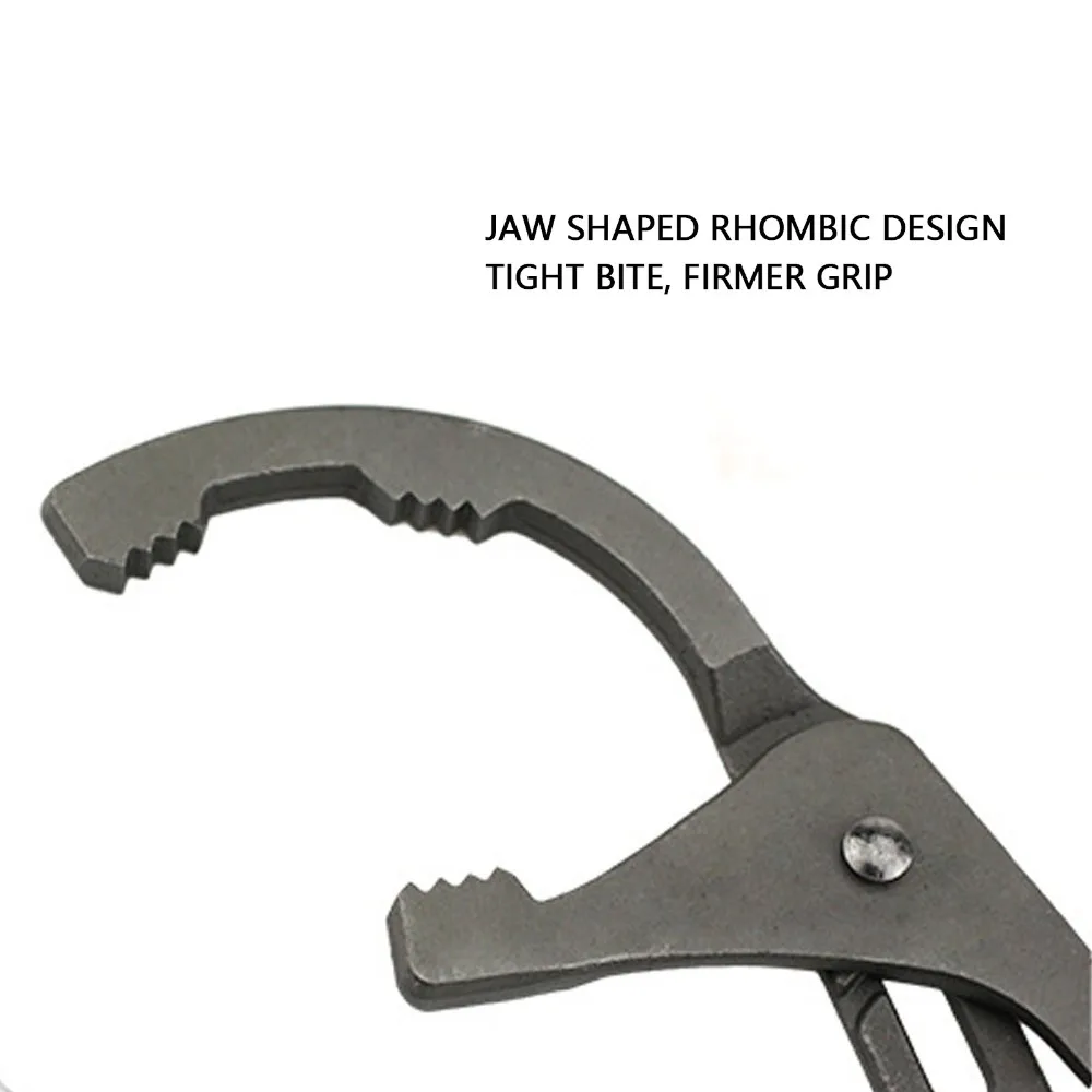 9 Inch Oil Filter Wrench Large Opening Arc Jaws Toothed Jaws Adjustable Oil Filter Pliers Adjustable Blue Anti-slip Handle