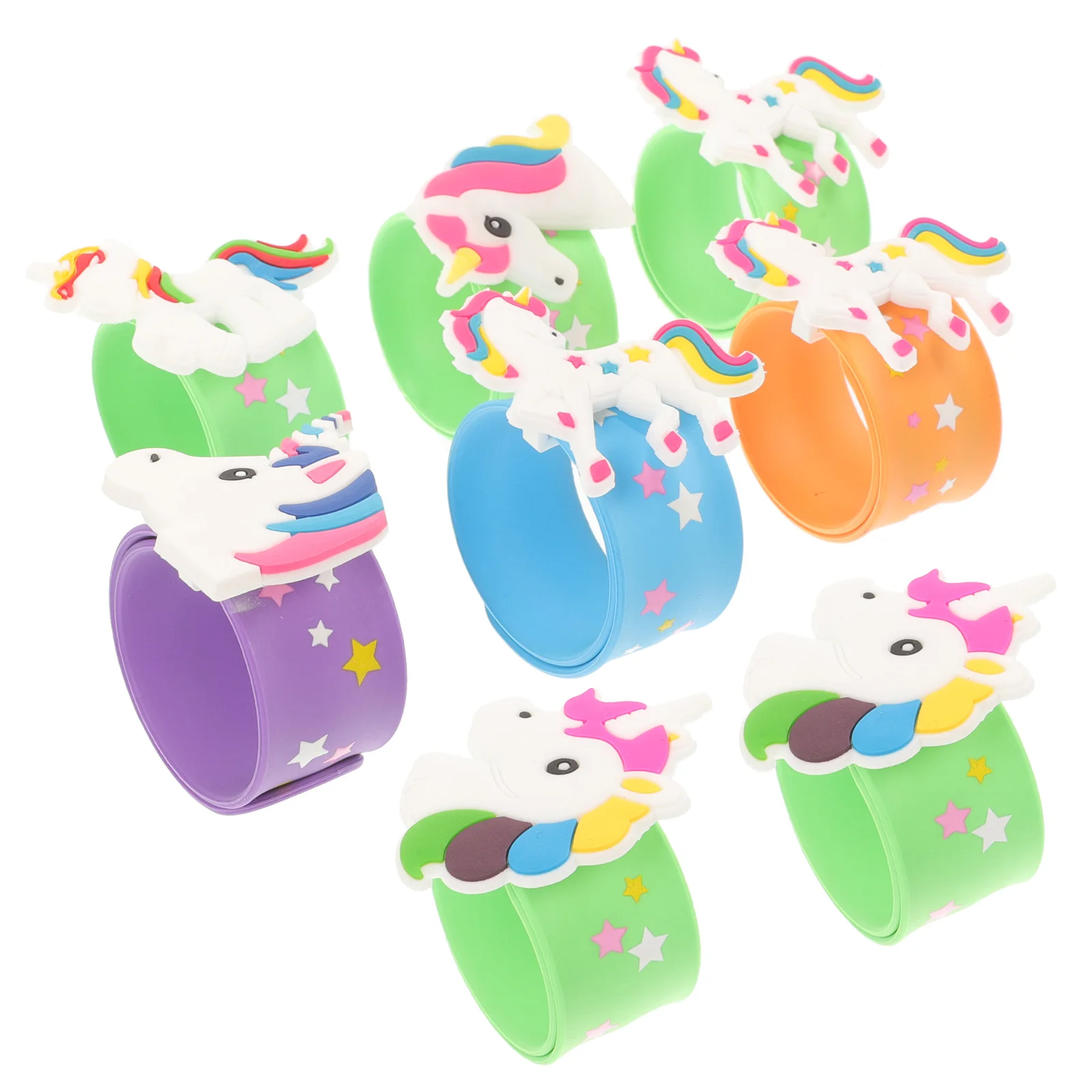 

8pcs Silicone Slap Bracelets Unicorn Wristbands For Kids Party Favors Birthday Prizes Rewards Goodie Bags Playtime Fun