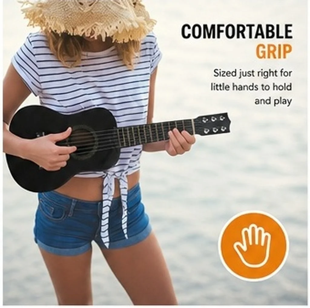 Children Wooden Guitar Musical Enlightenment Instrument 21 Inch Simulation Acoustic Beginner Practice Guitar for Kids Gift Home