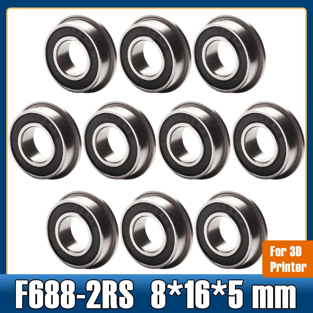 F688-2RS Bearing 8*16*5 mm ( 10 PCS ) Miniature Flanged F688RS Ball Bearings LF-1680DD