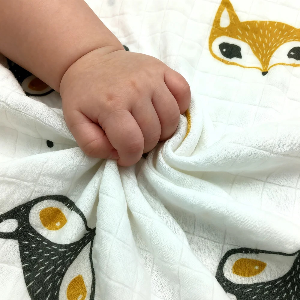 الثعلب رئيس الترا لينة الطفل بطانية من الموسلين 47x47 بوصة خفيفة الوزن تنفس التقميط تلقي بطانية لحديثي الولادة الكمال #6