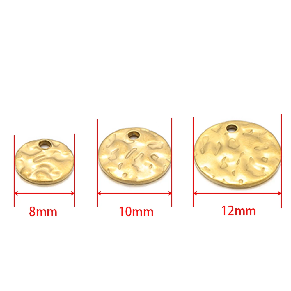 20 Stuks 8 10 12Mm Roestvrij Staal Schijf Bedels Goud Kleur Ronde Tags Voor Diy Armband Ketting Bevindingen Sieraden Maken Accessoires