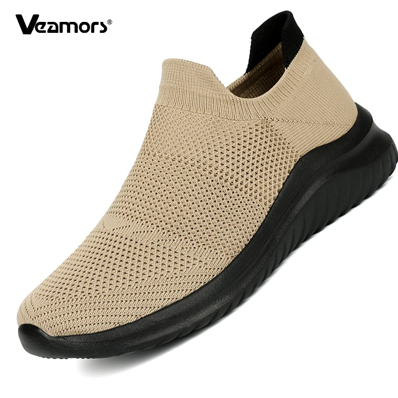 

Light Knitted Men Casual Sneakers Women Breathable Flat Walking Shoes Unisex Slip-on Sports Shoes for Jogging Traveling Exercise
