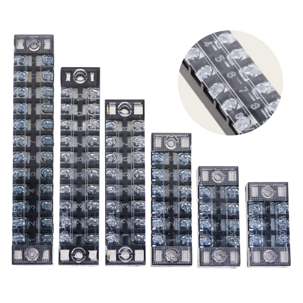 1pcs Dual Row Terminal Strip Kit 25A 600V Screw Type Wire Connector Board 3/4/5/6/8/10/12 Way for Industrial Equipment Wiring