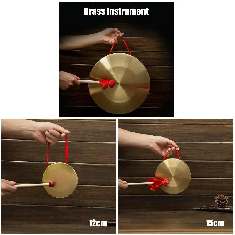 гонг Hand Gong With Wooden Stick Traditional Chinese Folk Musical Instrument Toy For Kids тарелка рука Music Instrument Gong