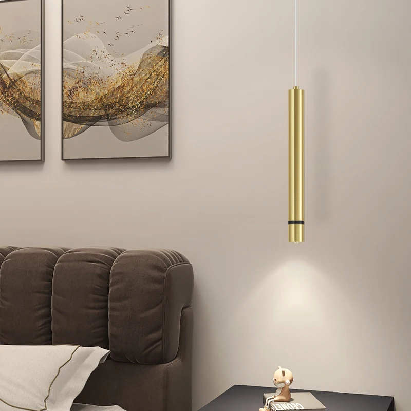 

Black/gold tube Cafe Restaurant led pendant Light Bedroom pipe spotlight Luxury Simple Modern Bar Table hanging Chandelier lamp