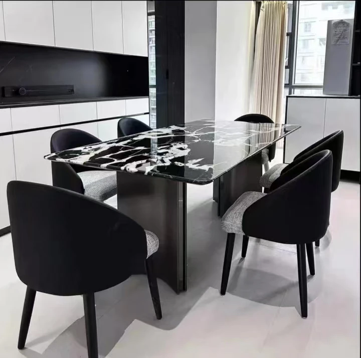

Luxury Modern Dinning Room Furniture Minimalist 4 Seater Marble Top Nordic Sintered Stone Dining Table Set