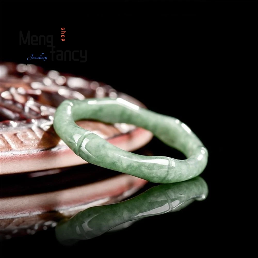 الطبيعية A-الصف الجاديت الخيزران المشتركة المستمر الارتفاع ثلاثي الأبعاد اليشم الدائري رائعة زوجين الفاخرة جودة الأزياء والمجوهرات