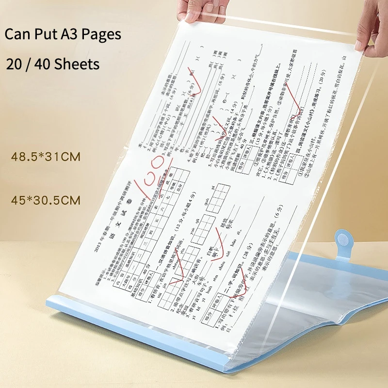 1 adet A3/A4 dosya klasörü 20/40 adet şeffaf torba sınıflandırma depolama klasörleri belgeleri depolama dosyalama klasörü