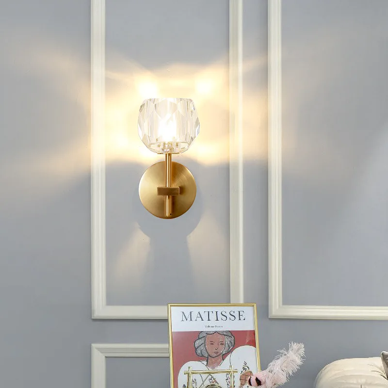 Lámpara de pared posmoderna para dormitorio, candelabro creativo para sala de estar, luces de pasillo nórdicas, escaleras, pasillo de cristal, lámparas de habitación, decoración de pared