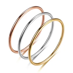 1mm dünne Edelstahl Silber Farbe Paar Ring einfache Mode Roségold Farbe Fingerring für Frauen Charme Schmuck Geschenke