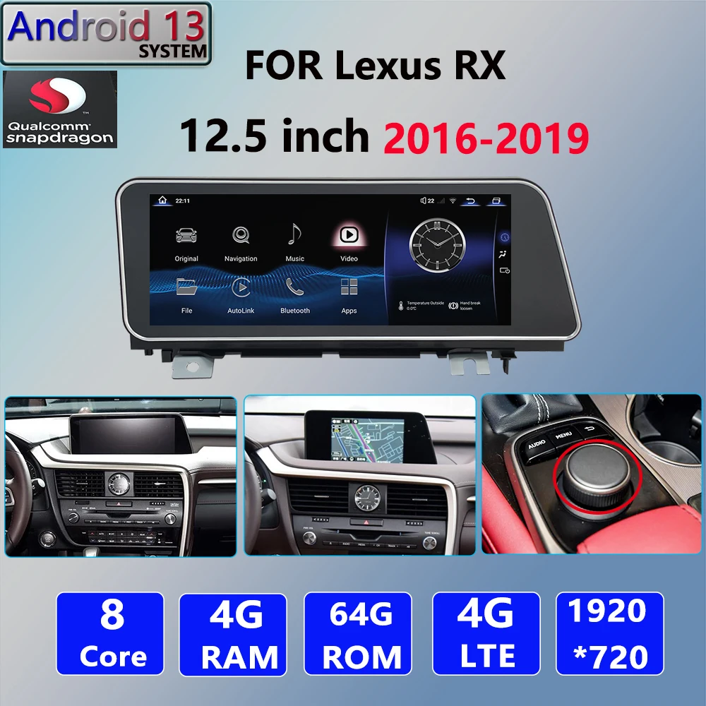 RX 350 Android 14 Qualcomm Voor Lexus RX400 RX300 2019 CarPlay Autoradio Stereo GPS Navigatie Multimedia Speler Netflix HD Scherm