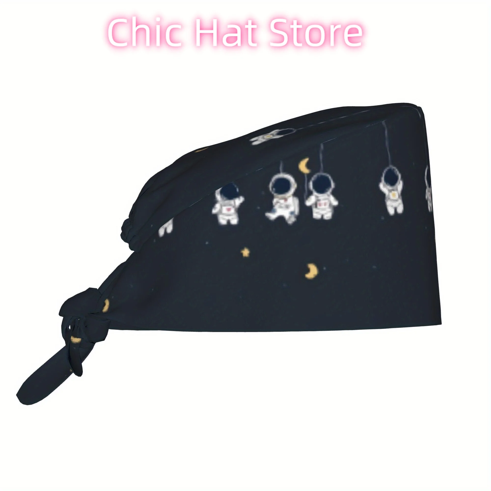 1pc of Unisex Astronaut-Themed Stylish Work Cap - a Lightweight Adjustable Skull Cap with a Tie-Back, Suitable for Nurses, Chefs